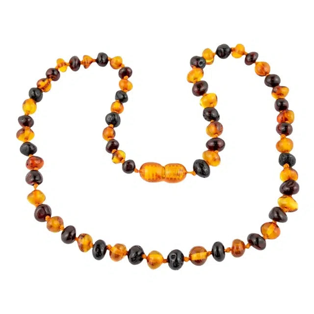 Colar de Âmbar Bebê Cereja com Mel Escuro 32-33 cm