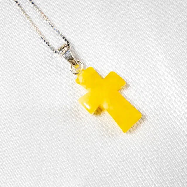Pingente de Âmbar Báltico “Cruz Milky”