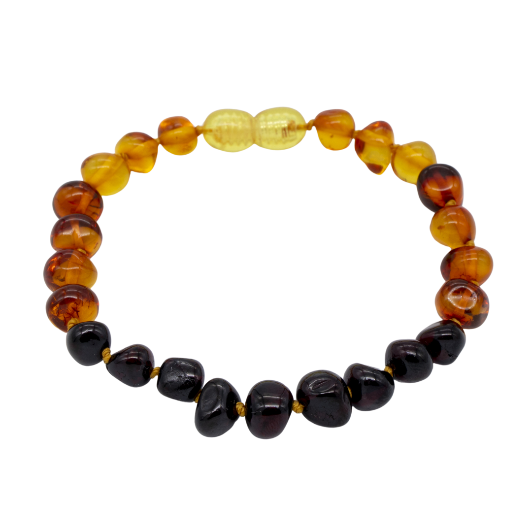 Pulseira de Âmbar Báltico Arco Íris Polido 15 cm