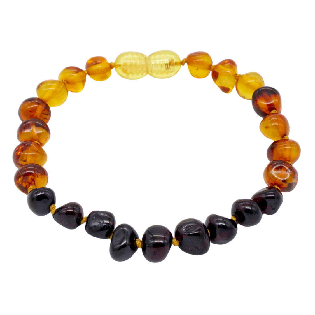Pulseira de Âmbar Báltico Arco Íris Polido 15 cm