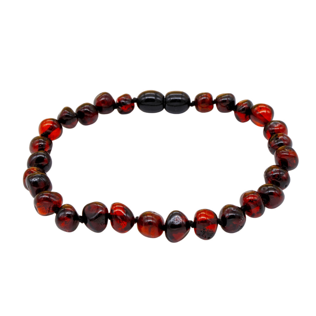 Pulseira de Âmbar Báltico Cereja Polido 18-20 cm