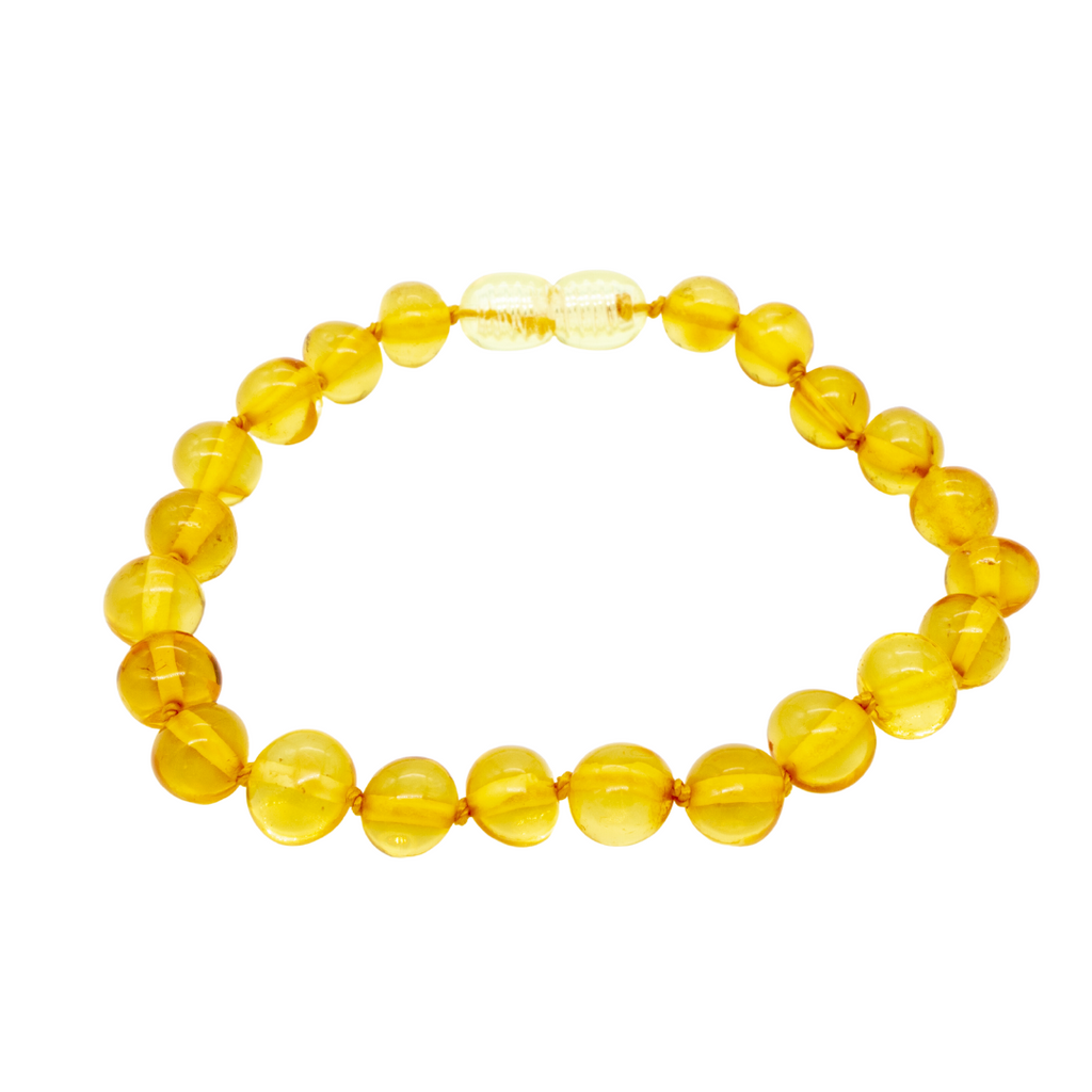 Pulseira de Âmbar Báltico Limão Polido 15 cm