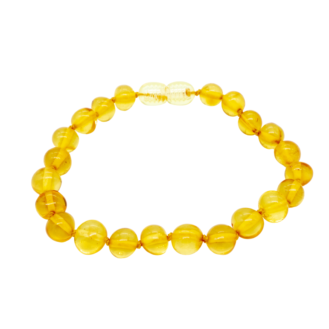 Pulseira de Âmbar Báltico Limão Polido 15 cm