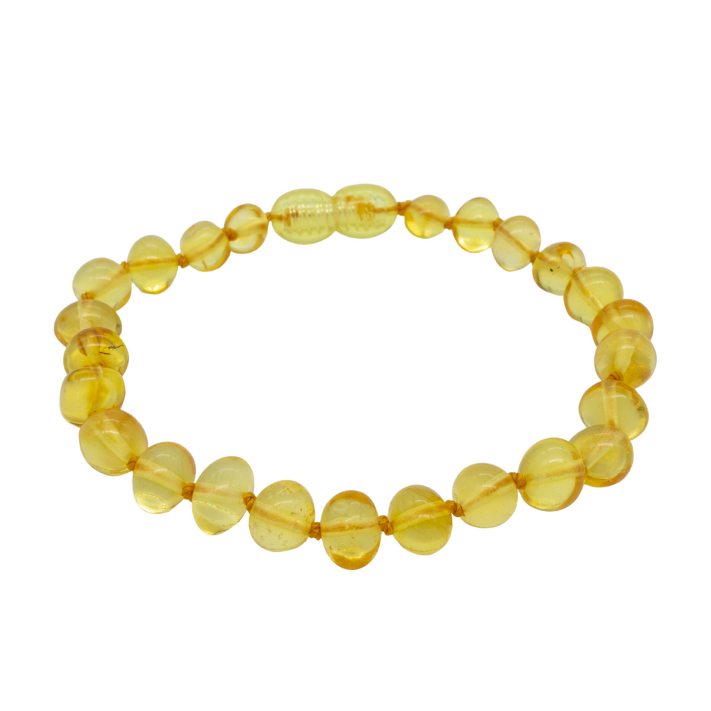 Pulseira de Âmbar Báltico Limão Polido 15 cm