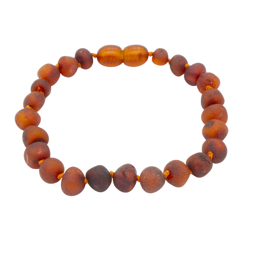 Pulseira de Âmbar Báltico Mel Escuro Não Polido 18-20 cm