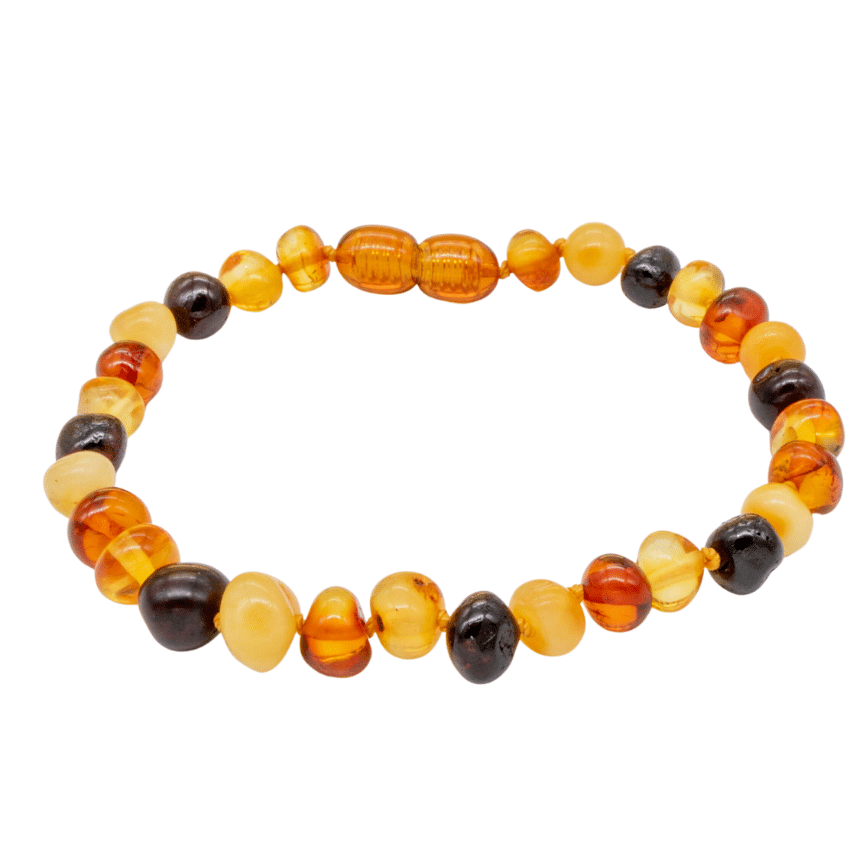 Pulseira de Âmbar Báltico Misto Polido 18-20 cm