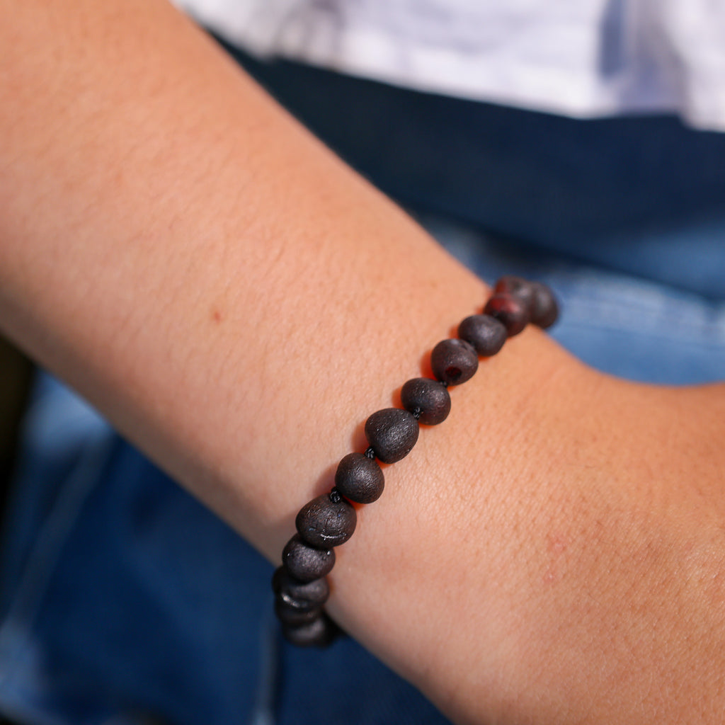 Pulseira de Âmbar Báltico Cereja Não Polido Adulto 18-20 cm