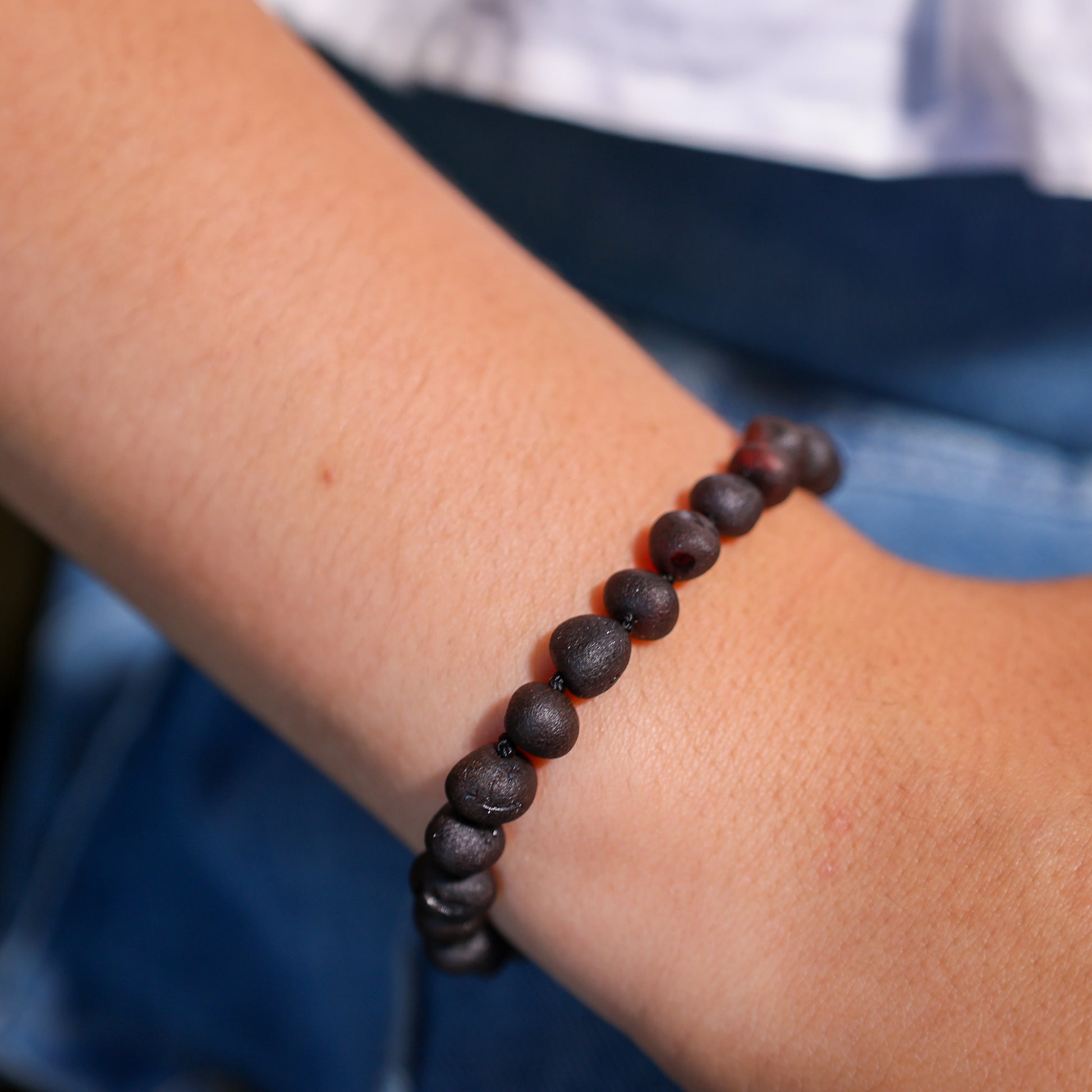 Pulseira de Âmbar Báltico Cereja Não Polido Adulto 18-20 cm