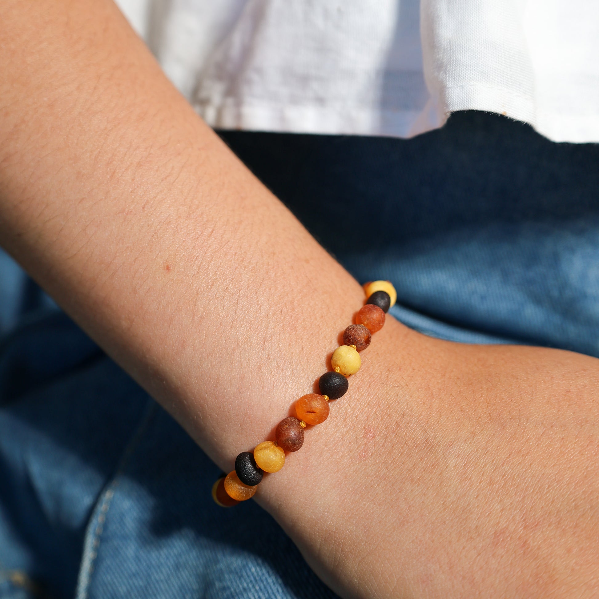 Pulseira de Âmbar Báltico Misto Não Polido Adulto 18-20 cm