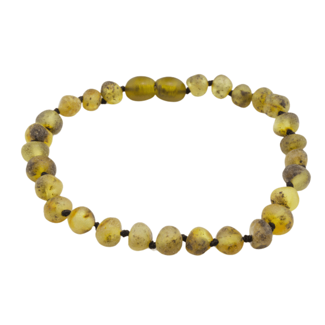 Pulseira de Âmbar Báltico Verde Claro Não Polido Adulto 18-20 cm