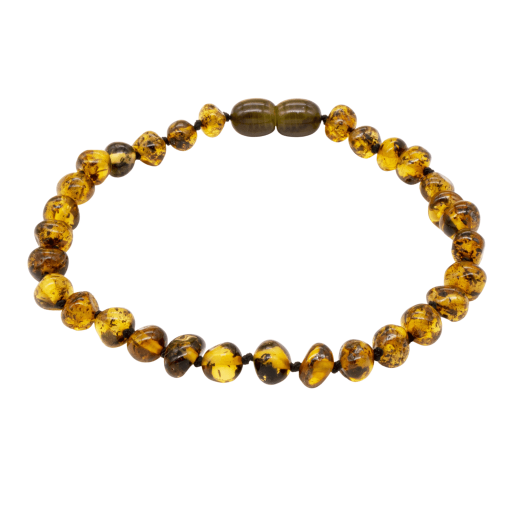 Pulseira de Âmbar Báltico Verde Claro Polido 18-20 cm