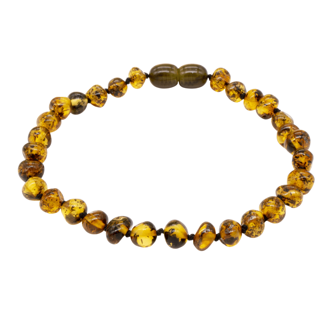 Pulseira de Âmbar Báltico Verde Claro Polido 18-20 cm